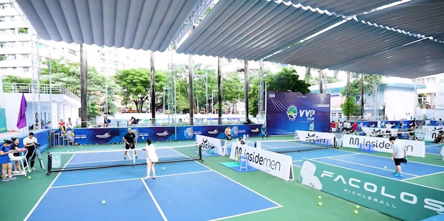 M&aacute;i che xếp di động s&acirc;n pickleball Vinh Nghệ An