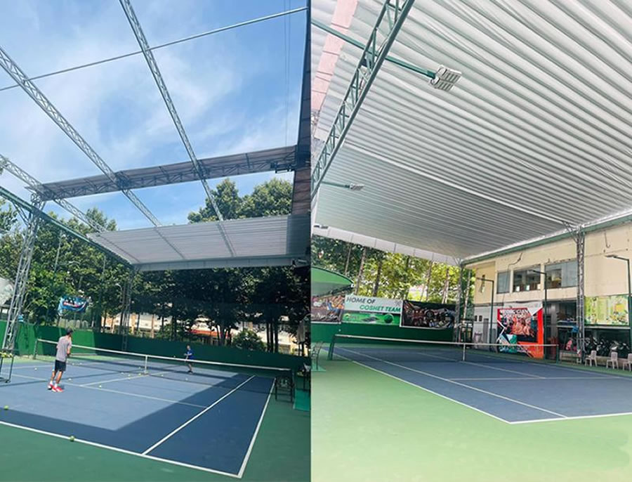 M&aacute;i che xếp di động s&acirc;n pickleball Vinh Nghệ An