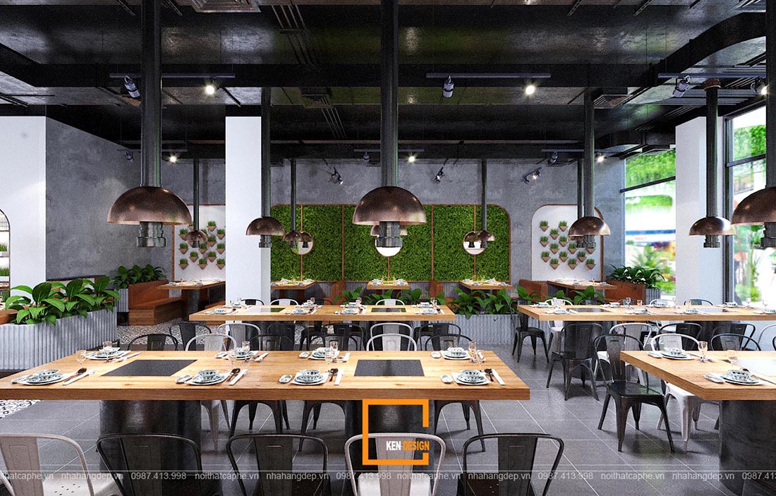 Thiết kế thi c&ocirc;ng nh&agrave; h&agrave;ng lẩu nướng kh&ocirc;ng kh&oacute;i BBQ Vinh Nghệ An H&agrave; Tĩnh