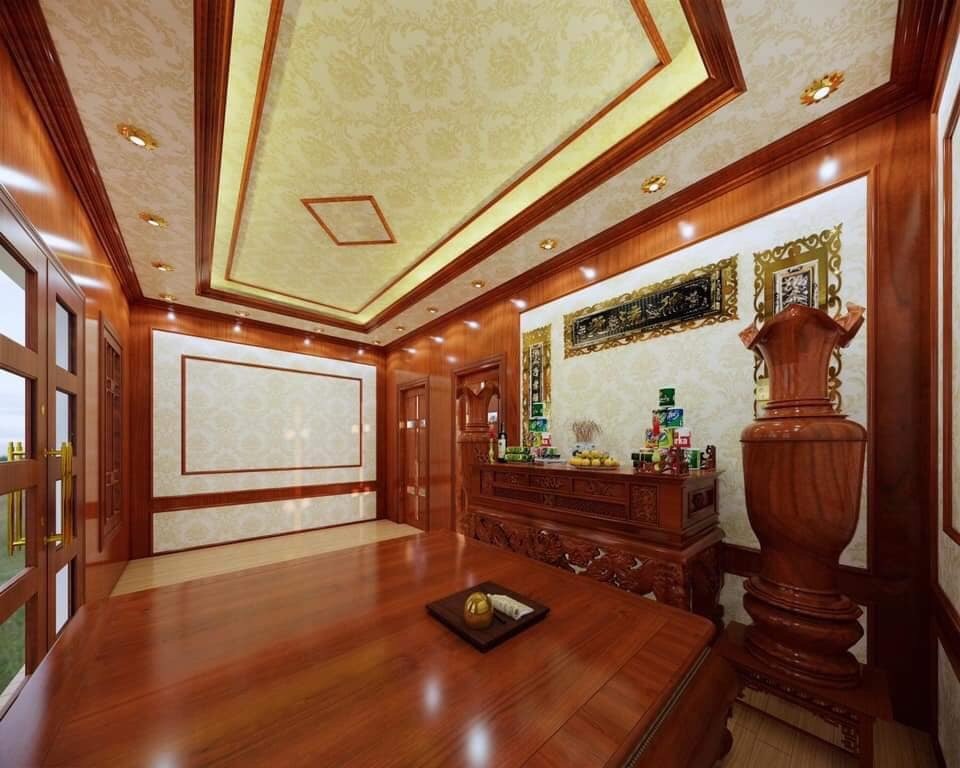 Thi c&ocirc;ng tường trần ph&ograve;ng kh&aacute;ch bằng vật liệu nhựa