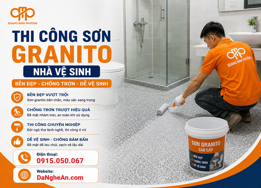 Thi công sơn sàn đá mài epoxy granito Vinh Nghệ An