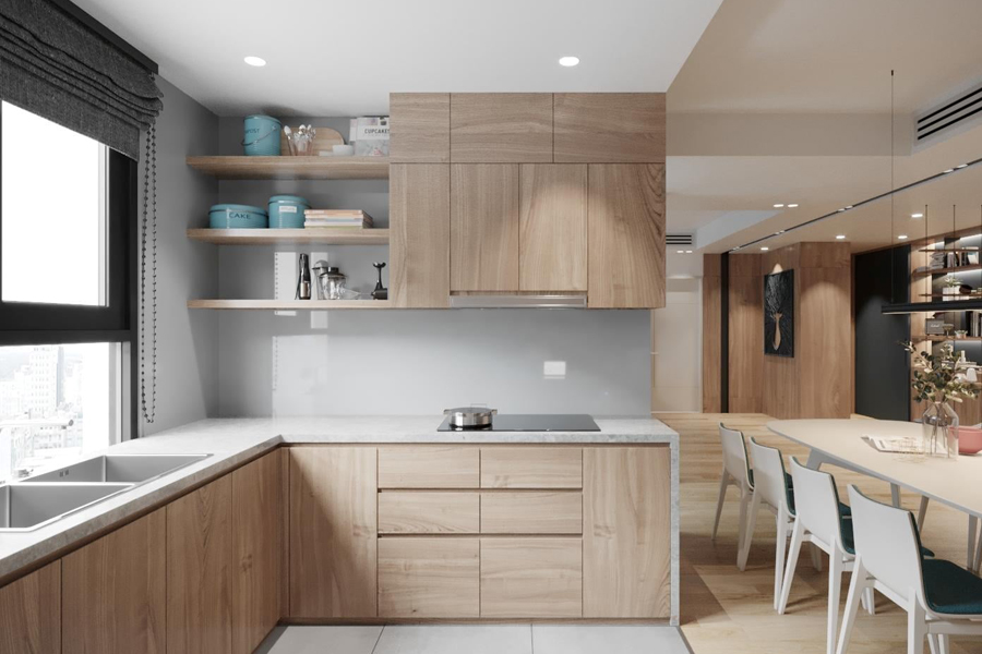 Thi c&ocirc;ng tủ bếp gỗ c&ocirc;ng nghiệp Vinh Nghệ An