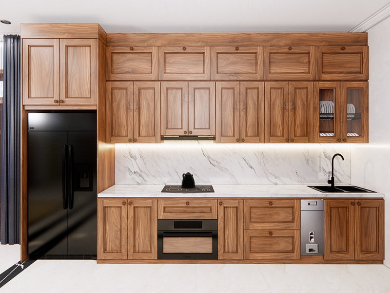 Thi c&ocirc;ng tủ bếp gỗ tự nhi&ecirc;n Vinh Nghệ An