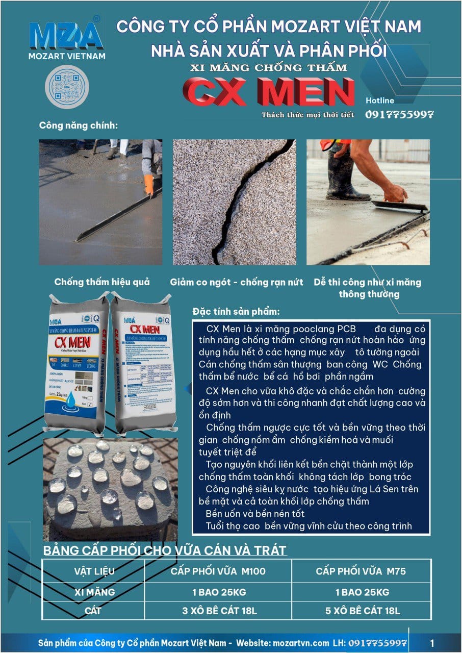 Xi măng sotin chống thấm tại Vinh Nghệ An